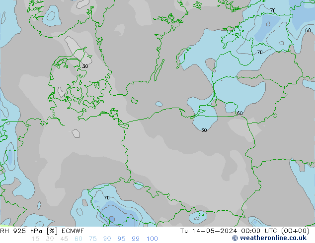 RH 925 hPa ECMWF  14.05.2024 00 UTC