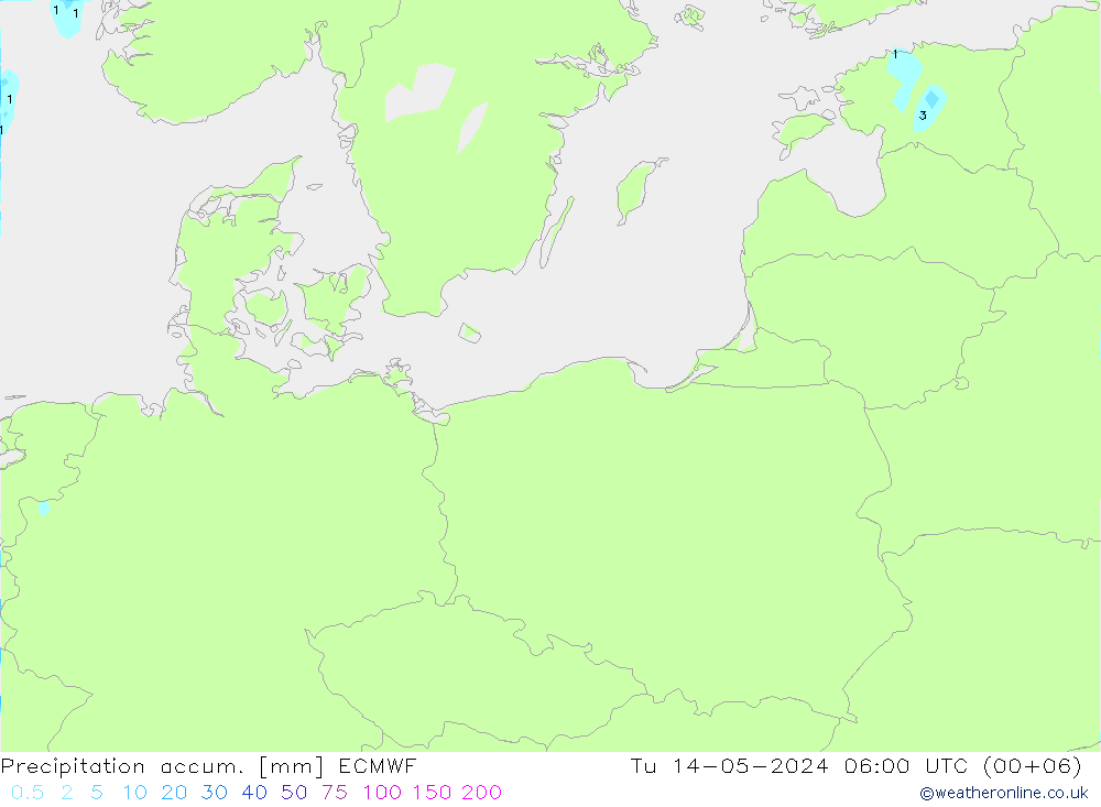 Totale neerslag ECMWF di 14.05.2024 06 UTC