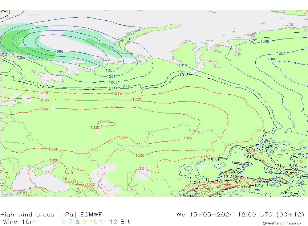 High wind areas ECMWF ср 15.05.2024 18 UTC
