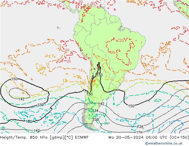 Height/Temp. 850 hPa ECMWF Mo 20.05.2024 06 UTC