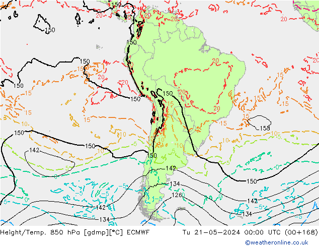Z500/Rain (+SLP)/Z850 ECMWF Út 21.05.2024 00 UTC