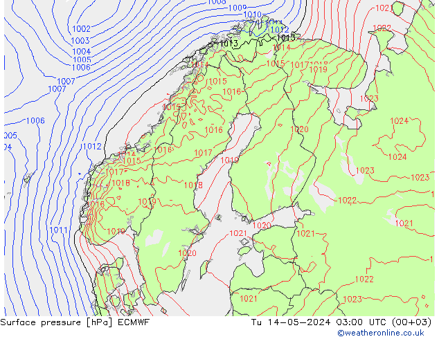 Surface pressure ECMWF Tu 14.05.2024 03 UTC