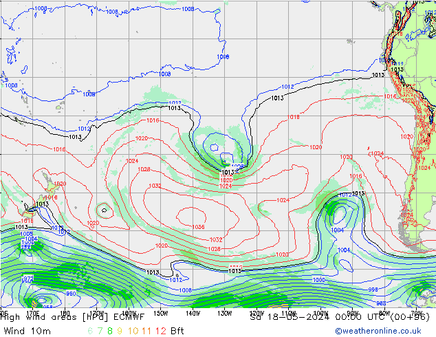 Windvelden ECMWF za 18.05.2024 00 UTC