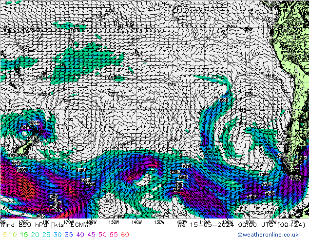 Rüzgar 850 hPa ECMWF Çar 15.05.2024 00 UTC