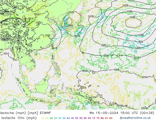 Isotachs (mph) ECMWF We 15.05.2024 15 UTC