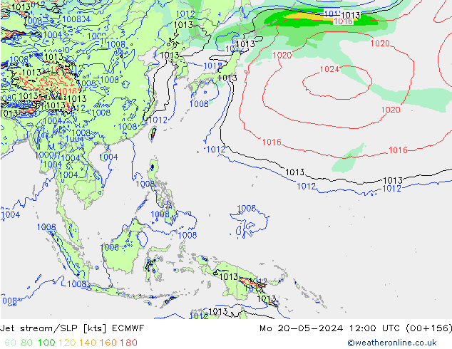 джет/приземное давление ECMWF пн 20.05.2024 12 UTC