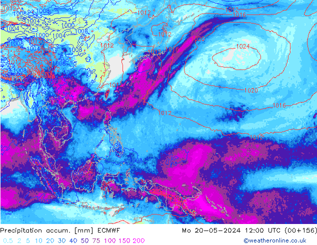 Toplam Yağış ECMWF Pzt 20.05.2024 12 UTC