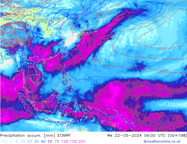 Precipitation accum. ECMWF We 22.05.2024 06 UTC