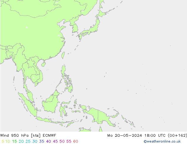 ветер 950 гПа ECMWF пн 20.05.2024 18 UTC
