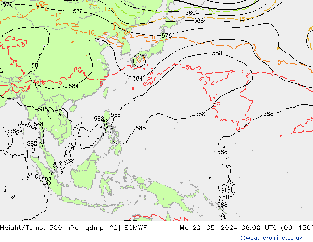 Z500/Yağmur (+YB)/Z850 ECMWF Pzt 20.05.2024 06 UTC