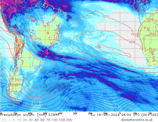 Precipitation accum. ECMWF Su 19.05.2024 06 UTC