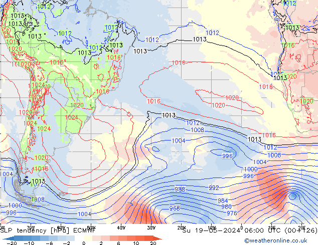 Druktendens (+/-) ECMWF zo 19.05.2024 06 UTC
