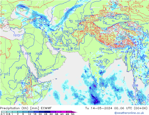 Z500/Rain (+SLP)/Z850 ECMWF 星期二 14.05.2024 06 UTC