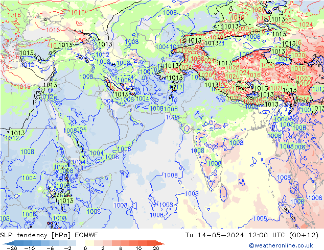 Tendencia de presión ECMWF mar 14.05.2024 12 UTC