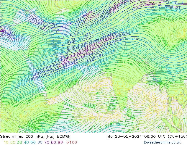 Ligne de courant 200 hPa ECMWF lun 20.05.2024 06 UTC