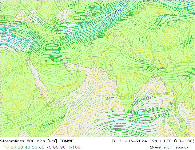 Rüzgar 500 hPa ECMWF Sa 21.05.2024 12 UTC