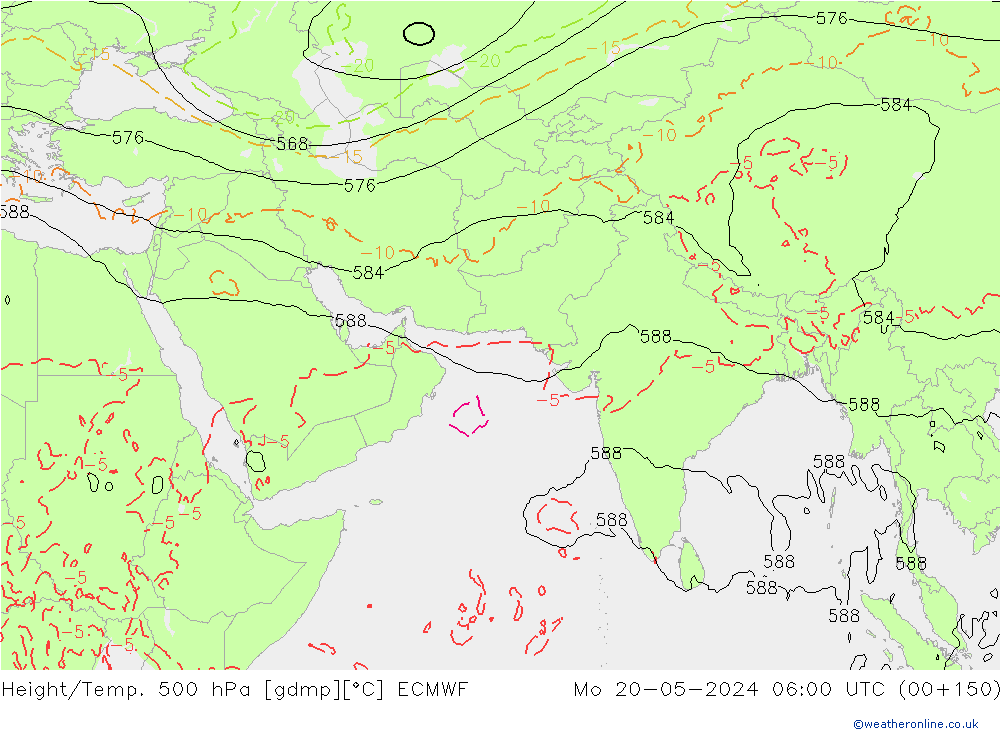 Geop./Temp. 500 hPa ECMWF lun 20.05.2024 06 UTC