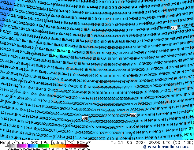 Z500/Rain (+SLP)/Z850 ECMWF Ter 21.05.2024 00 UTC