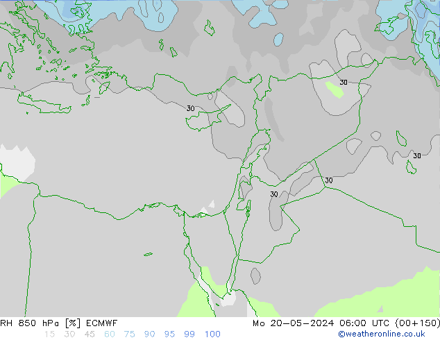 Humidité rel. 850 hPa ECMWF lun 20.05.2024 06 UTC