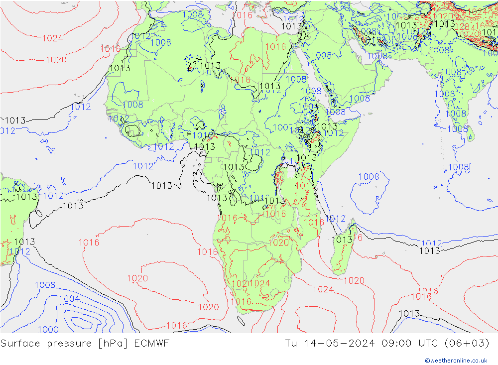 ciśnienie ECMWF wto. 14.05.2024 09 UTC
