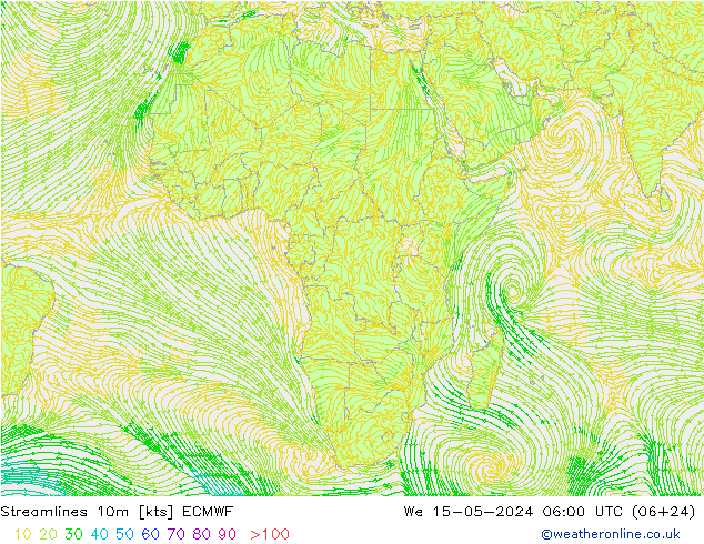 Rüzgar 10m ECMWF Çar 15.05.2024 06 UTC