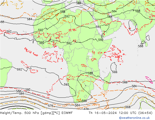 Z500/Rain (+SLP)/Z850 ECMWF czw. 16.05.2024 12 UTC