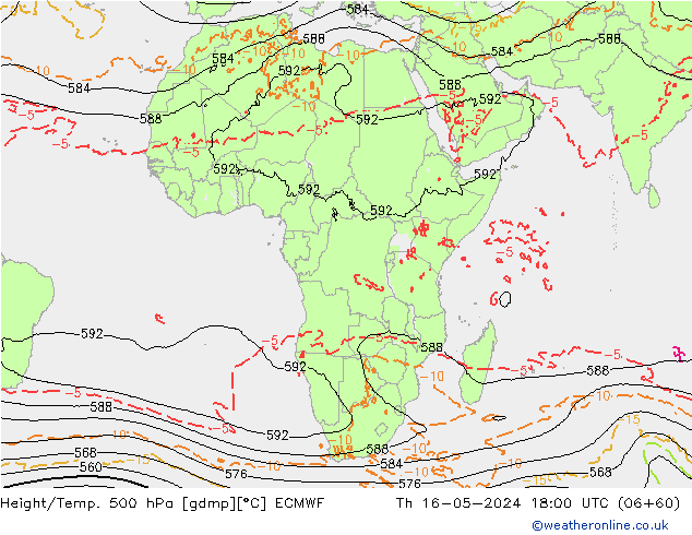 Z500/Rain (+SLP)/Z850 ECMWF jeu 16.05.2024 18 UTC