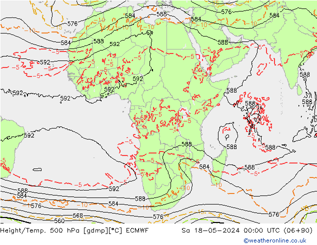 Height/Temp. 500 гПа ECMWF сб 18.05.2024 00 UTC