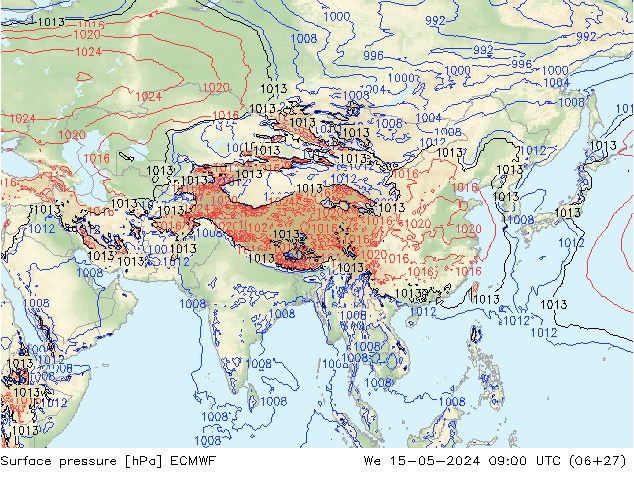 pression de l'air ECMWF mer 15.05.2024 09 UTC