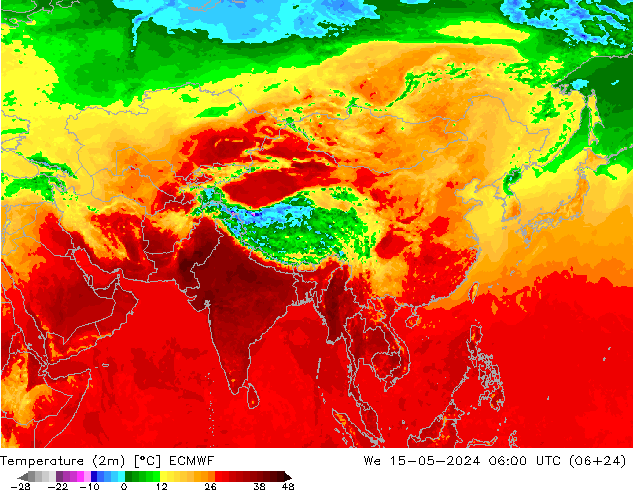 Temperatura (2m) ECMWF Qua 15.05.2024 06 UTC