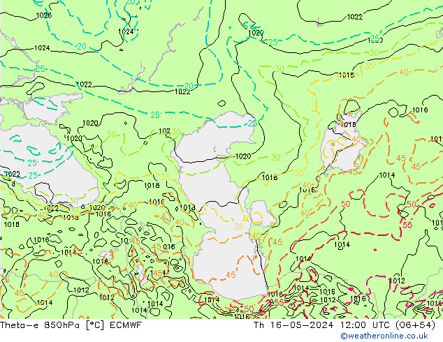 Theta-e 850hPa ECMWF Per 16.05.2024 12 UTC