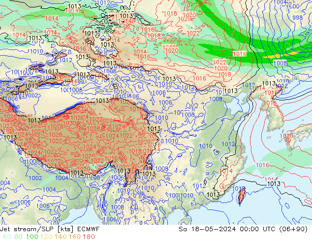 高速氣流/地面气压 ECMWF 星期六 18.05.2024 00 UTC
