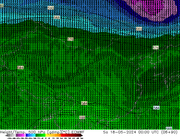 Height/Temp. 500 hPa ECMWF 星期六 18.05.2024 00 UTC