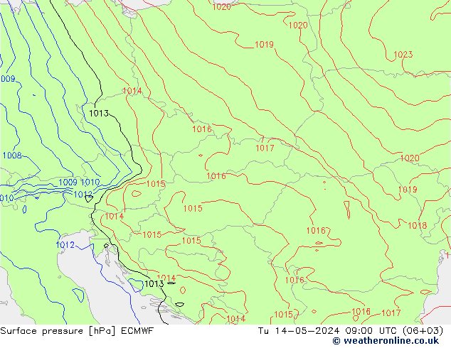 Pressione al suolo ECMWF mar 14.05.2024 09 UTC
