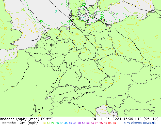 Isotaca (mph) ECMWF mar 14.05.2024 18 UTC