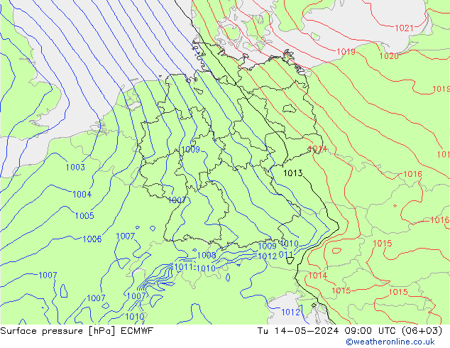 Presión superficial ECMWF mar 14.05.2024 09 UTC