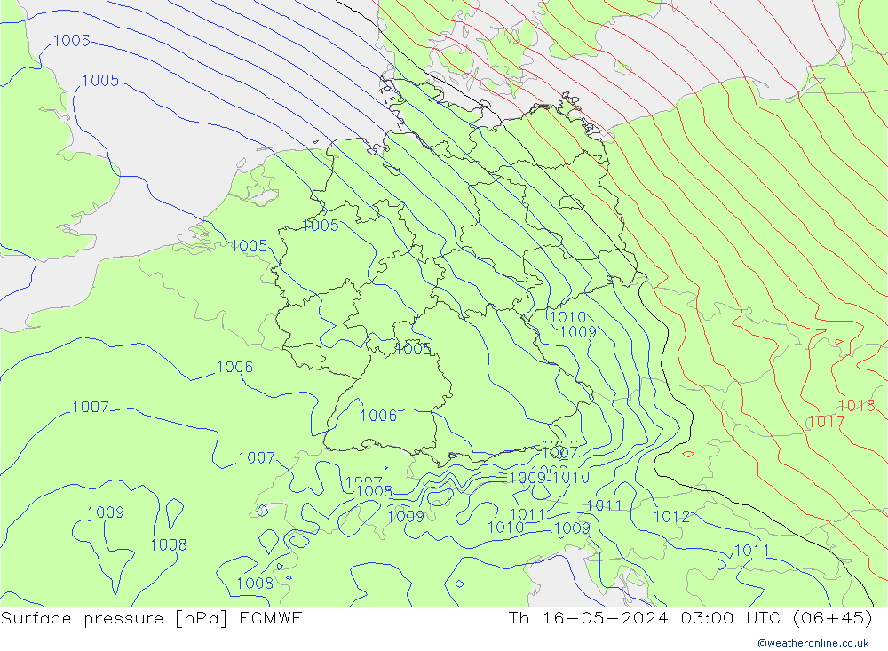 приземное давление ECMWF чт 16.05.2024 03 UTC