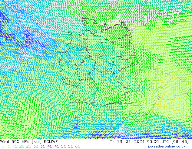 Wind 500 hPa ECMWF Do 16.05.2024 03 UTC