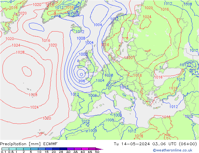 Niederschlag ECMWF Di 14.05.2024 06 UTC