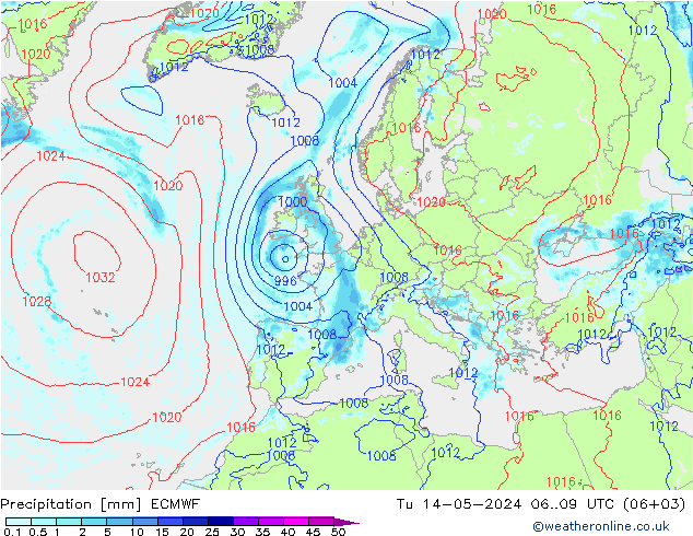 Neerslag ECMWF di 14.05.2024 09 UTC