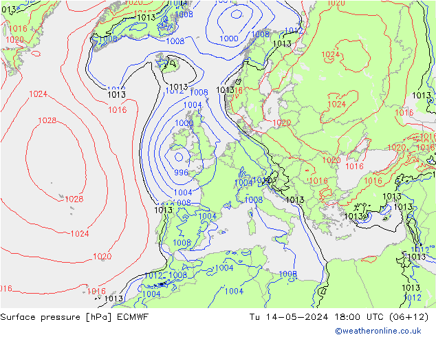 Luchtdruk (Grond) ECMWF di 14.05.2024 18 UTC