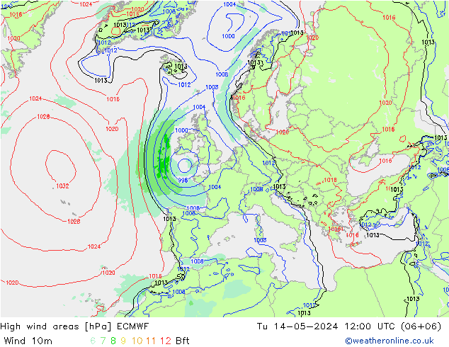 High wind areas ECMWF Ter 14.05.2024 12 UTC