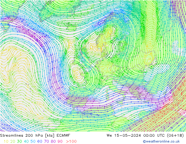 Rüzgar 200 hPa ECMWF Çar 15.05.2024 00 UTC
