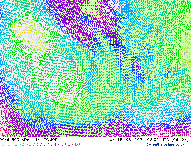 Rüzgar 500 hPa ECMWF Çar 15.05.2024 06 UTC