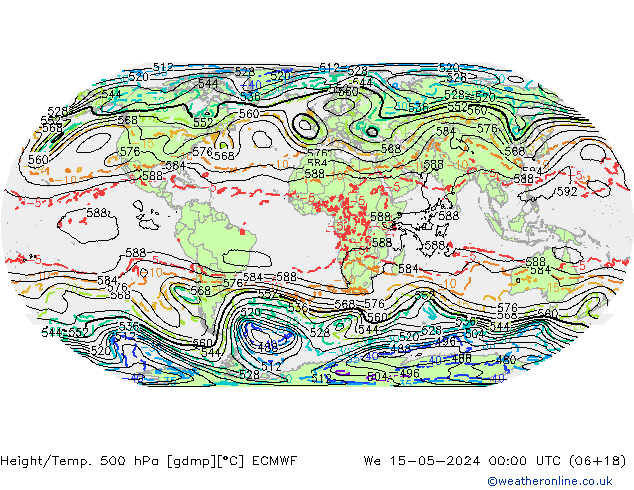 Z500/Rain (+SLP)/Z850 ECMWF Qua 15.05.2024 00 UTC