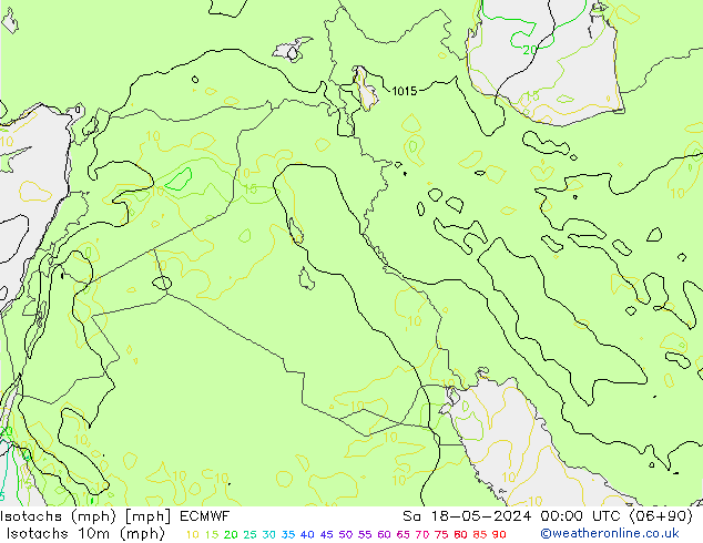 Isotachs (mph) ECMWF Sa 18.05.2024 00 UTC