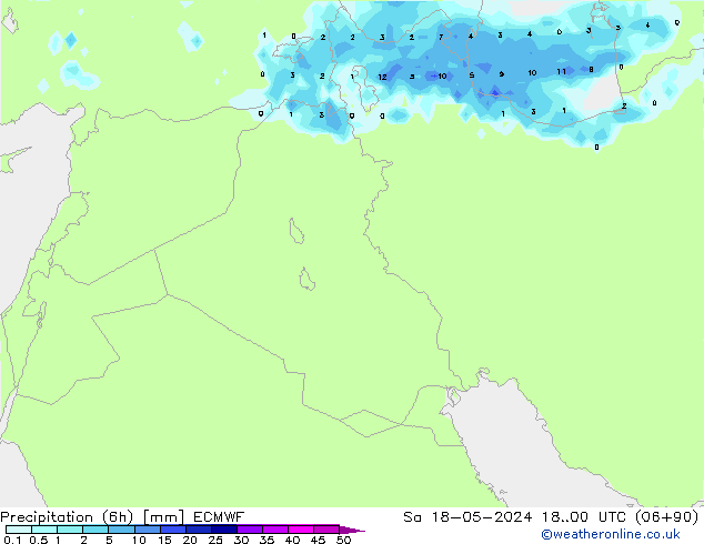 Precipitação (6h) ECMWF Sáb 18.05.2024 00 UTC