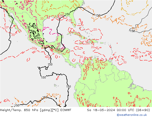 Height/Temp. 850 hPa ECMWF  18.05.2024 00 UTC