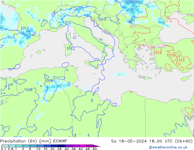 Precipitation (6h) ECMWF So 18.05.2024 00 UTC