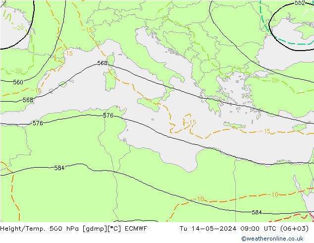 Height/Temp. 500 hPa ECMWF  14.05.2024 09 UTC